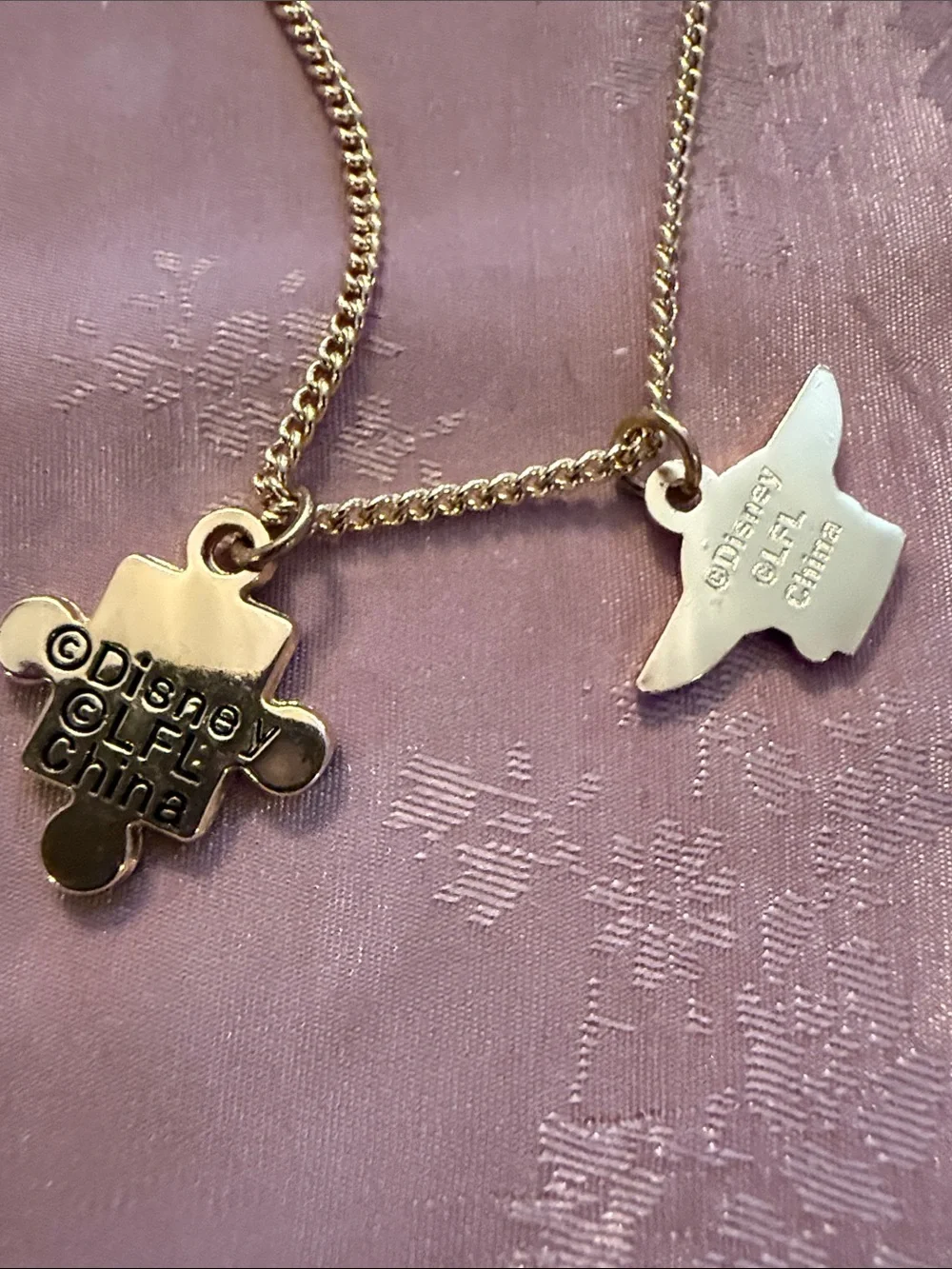 Kids Silver Puzzle Charm Necklace with Green Character Pendant by Disney